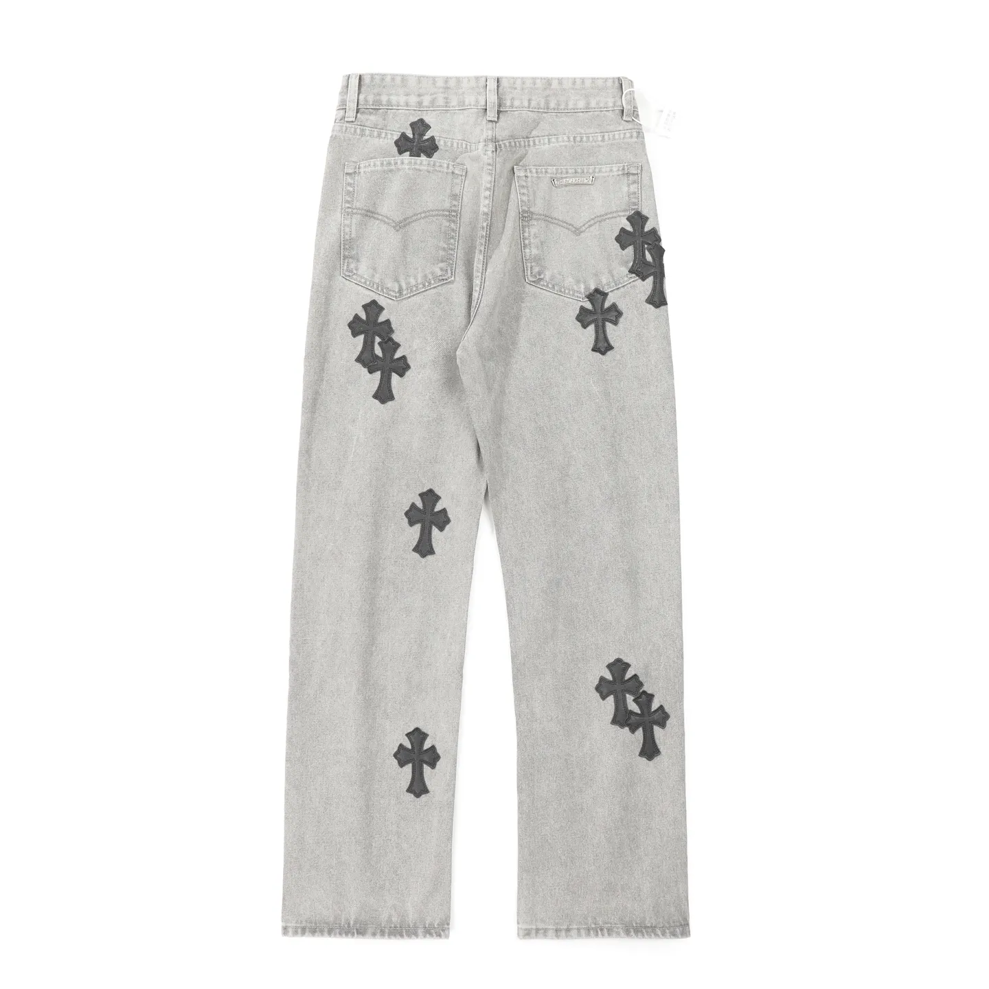 P230 Chrome Hearts CH Chrome Hearts Heavy Industry Damaged High Street Jeans exude unruly personality and unique charm. Every wear and tear is carefully designed to present a unique artistic feel. Made of imported denim fabric, which has undergone heavy industrial washing and damage treatment, the trousers show a super cool effect on the upper body, allowing you to dominate the fashion stage.  This is more than just a pair of jeans, it is an expression of attitude. With its unique design concept and ultimate pursuit of details, Croxin breaks traditional boundaries and defines the jeans trend in the new era. The trousers are made of double-layer woven fabric and matched with customized hardware, showing an incomparably beautiful and unique style, making every wearer the focus of fashion. Imported denim fabric, super heavy-duty washed and damaged, the upper body is super cool! Customized hardware. Unbeatable and beautiful style. The production process is difficult. Full of high street feel. Color: Gray Size: S M L XL XXL